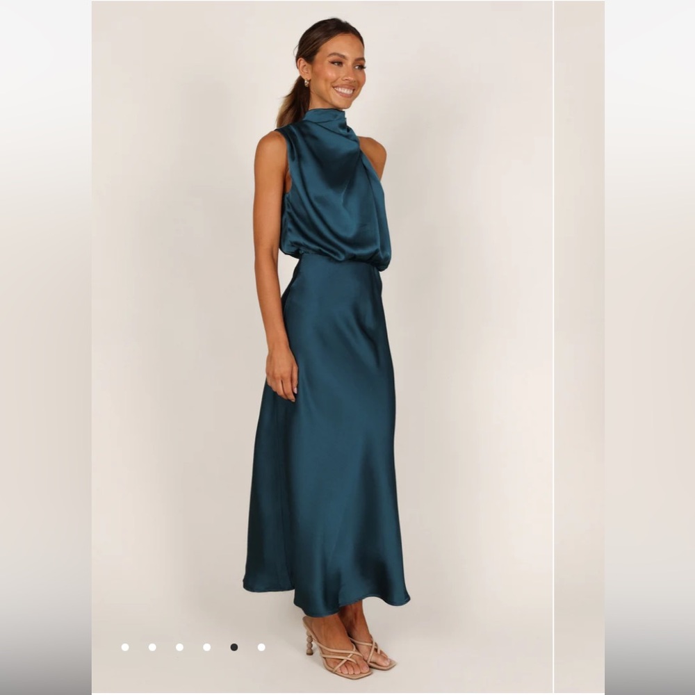 ANABELLE HALTER NECK MIDI DRESS - TEAL